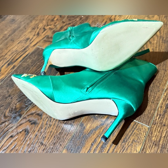 Zara Emerald Satin Green boots size 40/8.5 - Picture 6 of 10
